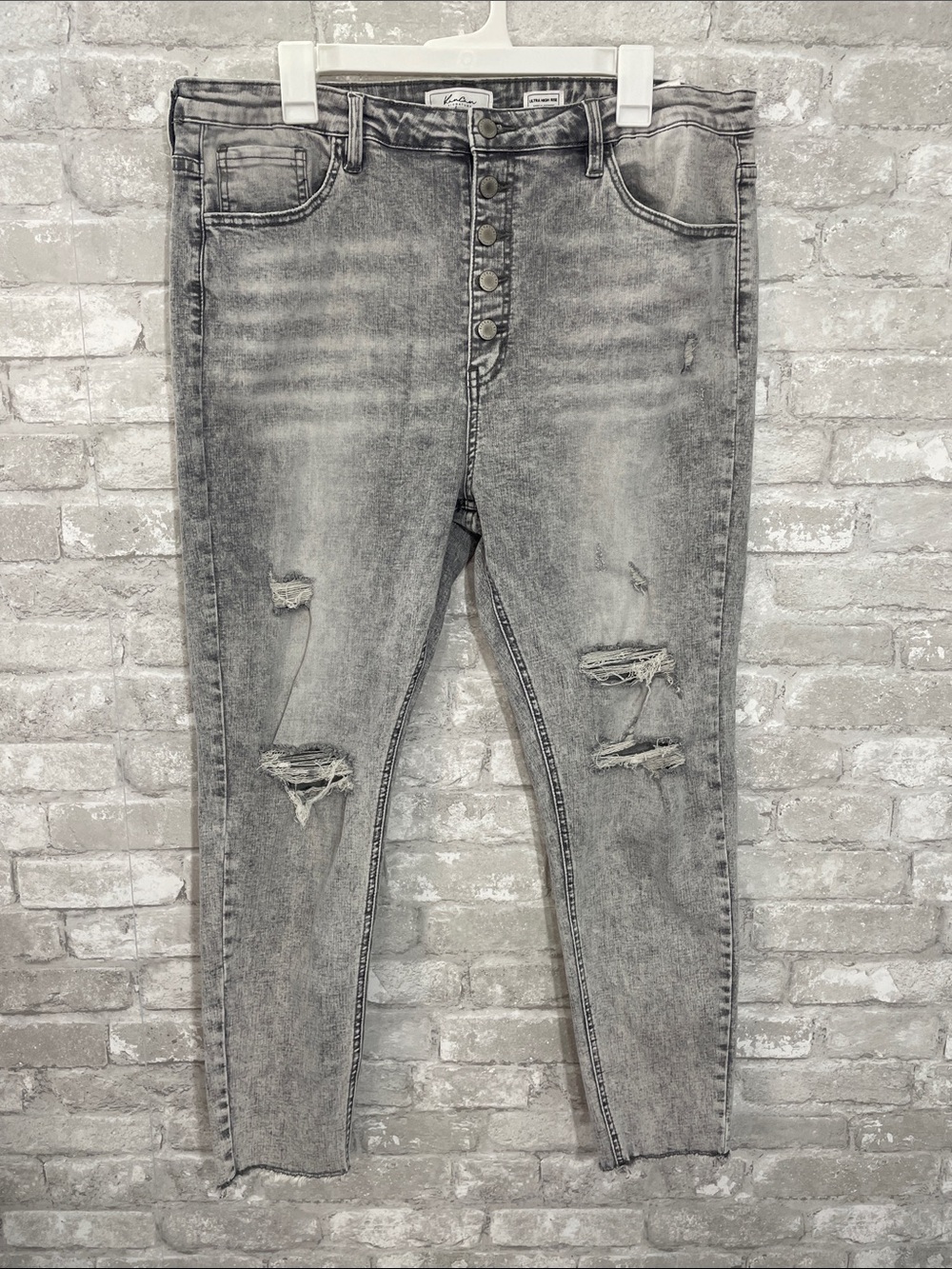 KanCan Grey Wash Ultra High Rise Ankle Skinny Jeans
